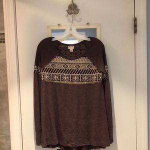 Mossimo soft knit tunic burgundy heather M